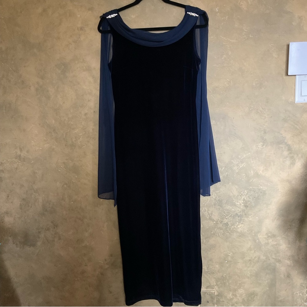 Vintage 90s Braemar Jeremy Scott Stretch Velvet and Draped Chiffon Maxi Dress